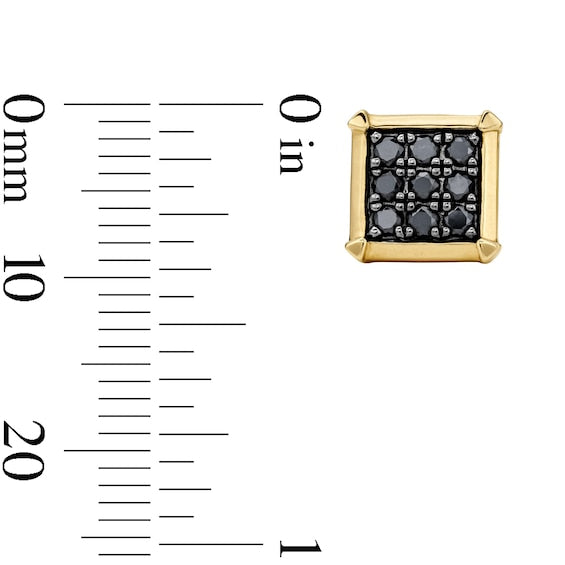 Black Multi-Diamond Square Stud Earrings in 10K Gold - Physiome