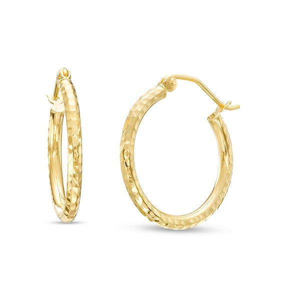 20.0mm Diamond-Cut Tube Hoop Earrings in 14K Gold - Physiome