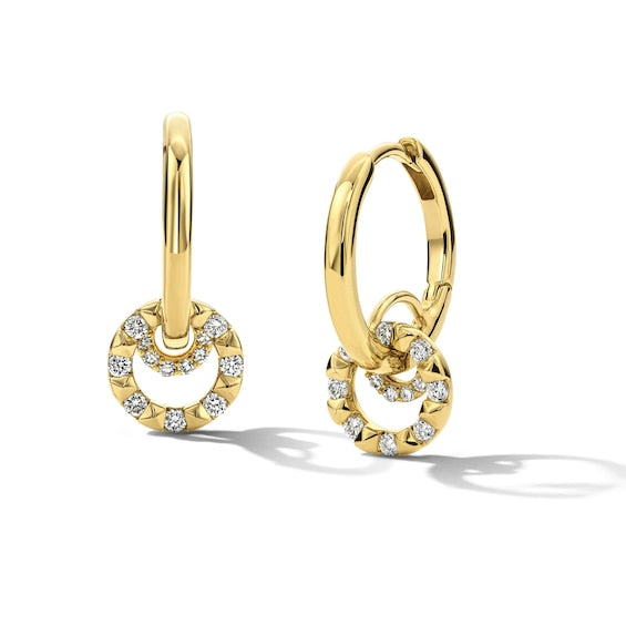 Lab-Grown Diamond Dangle Huggie Hoop Earrings in 10K Gold - Physiome