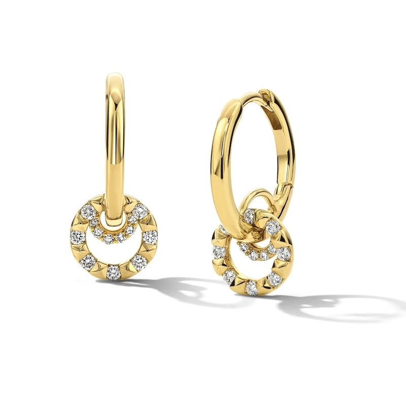 Lab-Grown Diamond Dangle Huggie Hoop Earrings in 10K Gold - Physiome